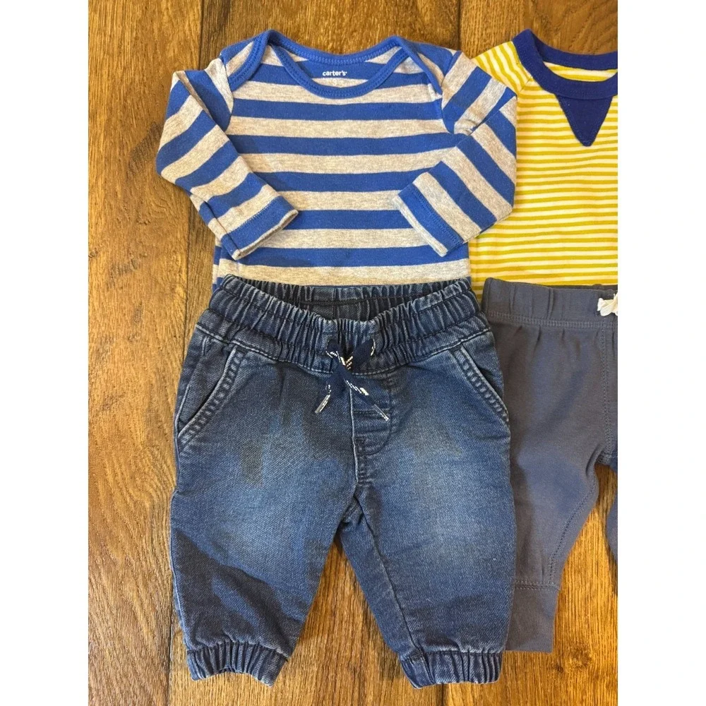 Baby Boy 3 Months Outfits Jeans Pants Long Sleeved Bodysuits Shirts Clothes Lot - Picture 2 of 13